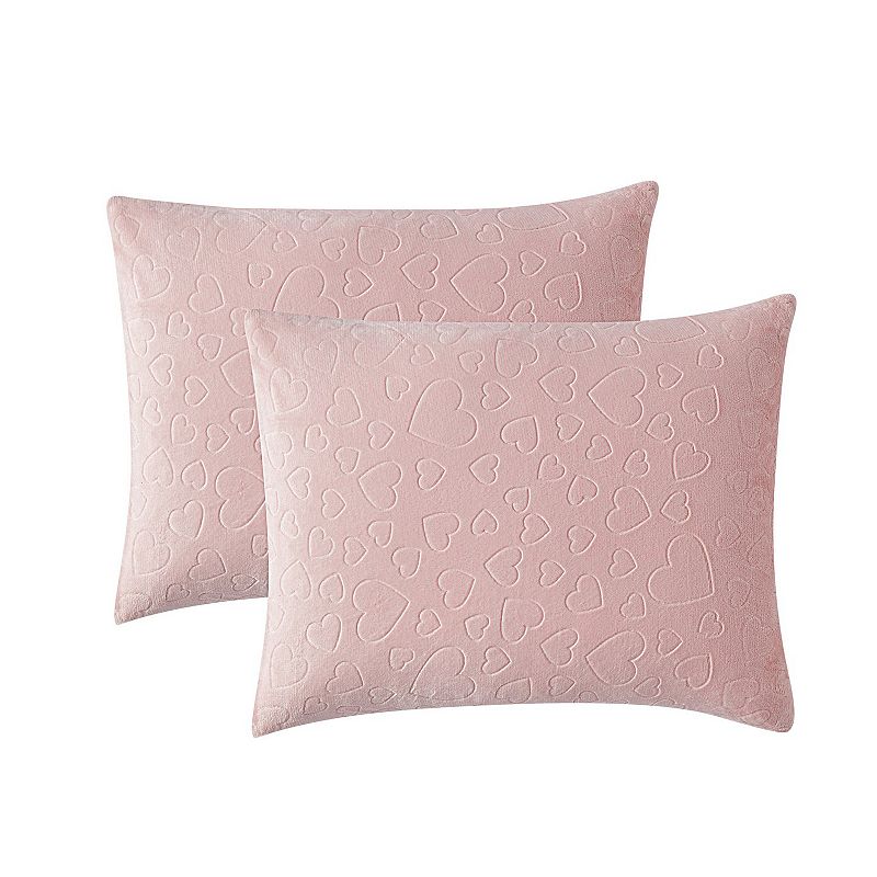 Olivia and Finn Plush Embossed Hearts Comforter Set with Shams