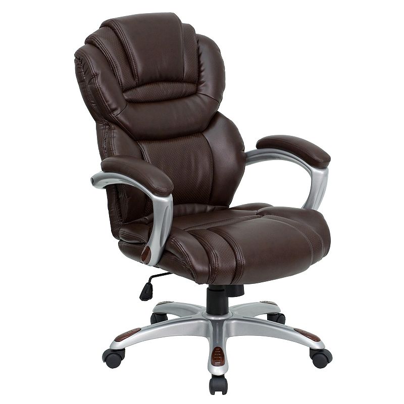 Emma and Oliver High Back Brown LeatherSoft Executive Swivel Ergonomic Office Chair with Arms