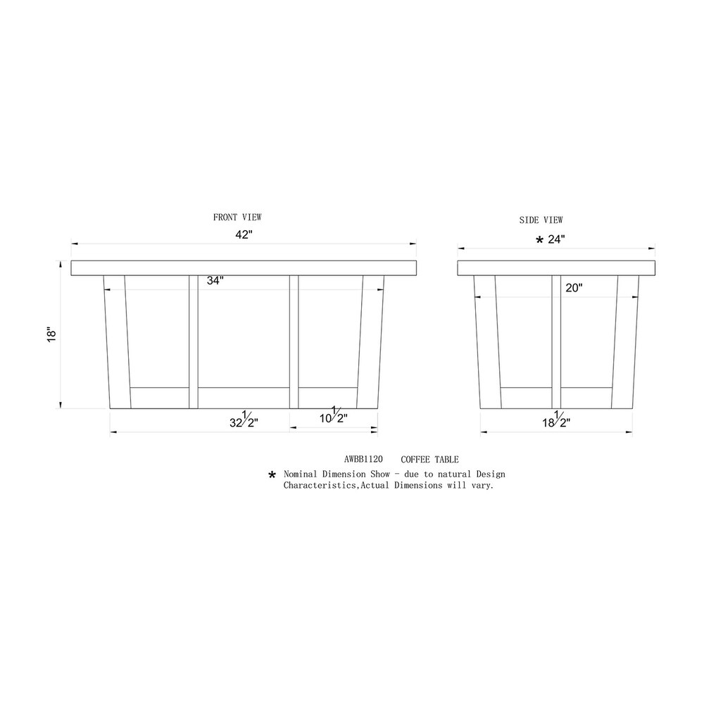 Berkshire Solid Wood Natural Live Edge Lodge Coffee Table