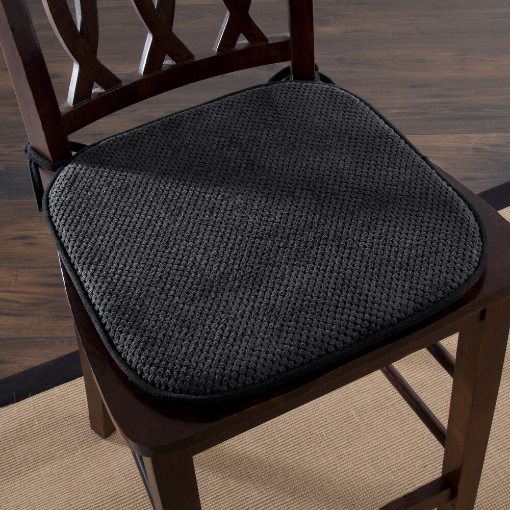 Memory Foam Chair Cushion   Machine Washable Pad with Nonslip Back by Lavish Home (Charcoal)