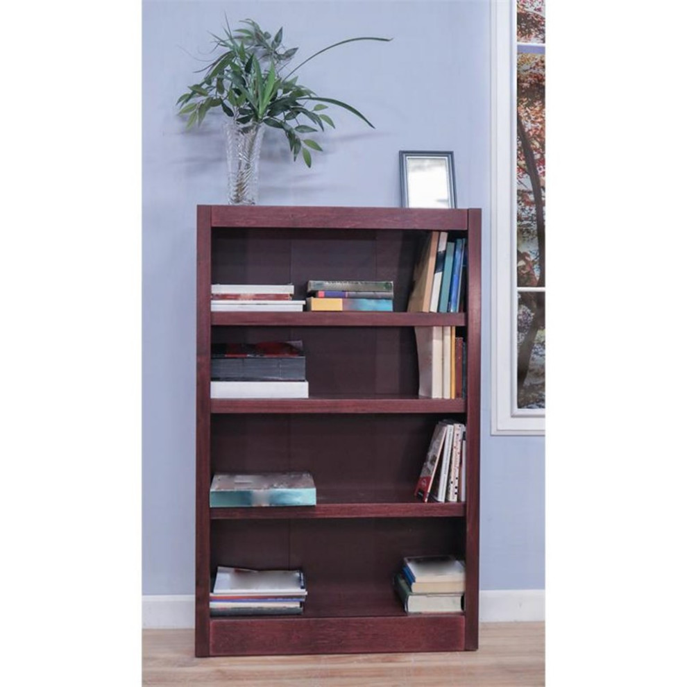 Bowery Hill Traditional 48 quotTall 4 Shelf Wood Bookcase in Cherry   Transitional   Bookcases   by Homesquare  Houzz