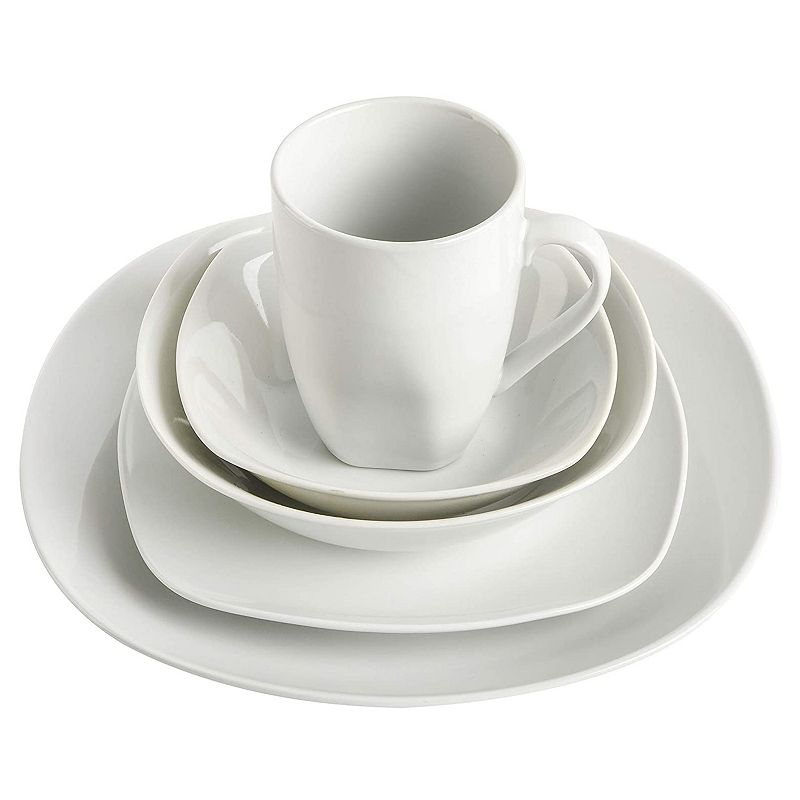 Gibson Home Classic Pearl 39 Piece Fine Ceramic Square Dinnerware Set