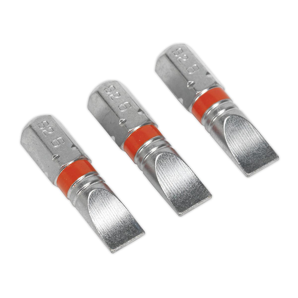 Sealey Ak210509 Power Tool Bits Slotted 6Mm Colour Coded S2 25Mm 3Pc