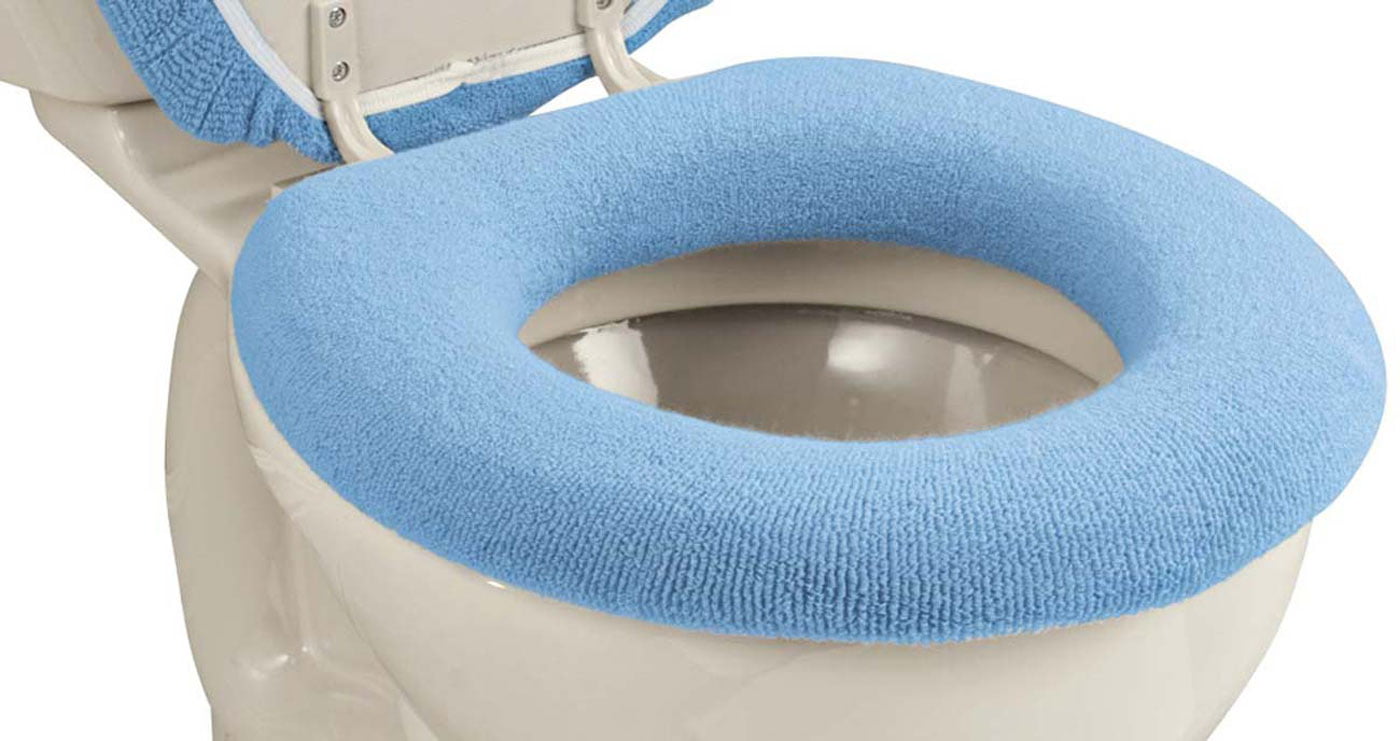 Elastic Cushioned Toilet Seat Cover Universal Fit Blue