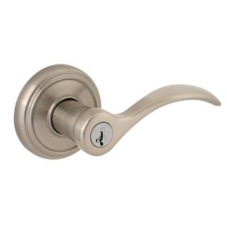 Baldwin Prestige Tobin Satin Nickel Entry Door Handle Featuring SmartKey Security 354TBL RDB 15 SMT CP 6AL RCS K2