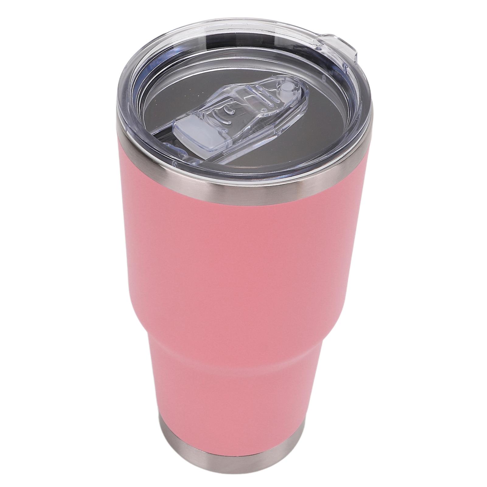 Vacuum Insulated Bottle Stainless Steel Thermal Cup Coffee Mug Double Wall With Cover For Travelpink