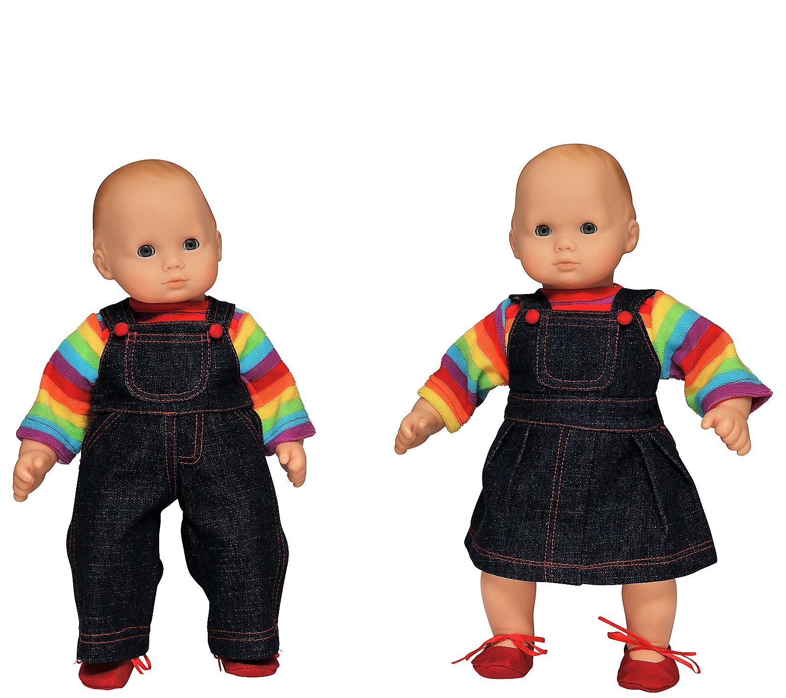 The Queen's Treasures 15 Baby Doll Rainbow Overalls Set