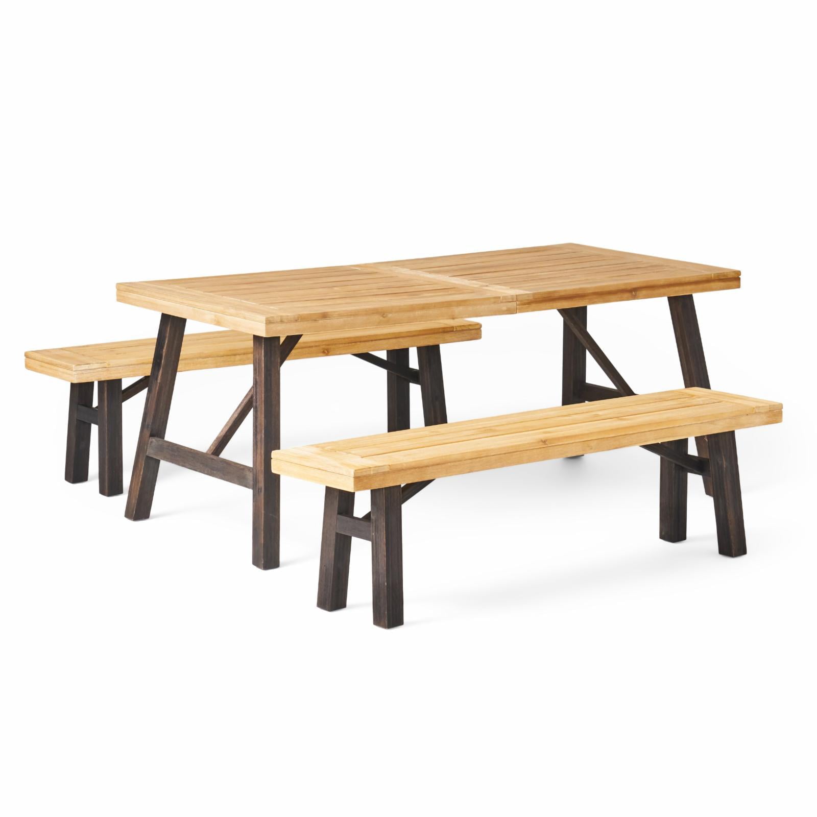 Eamonn Outdoor 3 Piece Acacia Wood Picnic Set - Teak