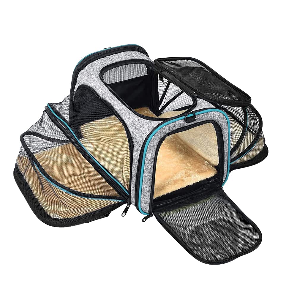 Pet Carrier Airline Approved W/Ventilation， Expandable Foldable Soft-Sided Pet Carrier， Pet Travel Bag for Cats Dogs