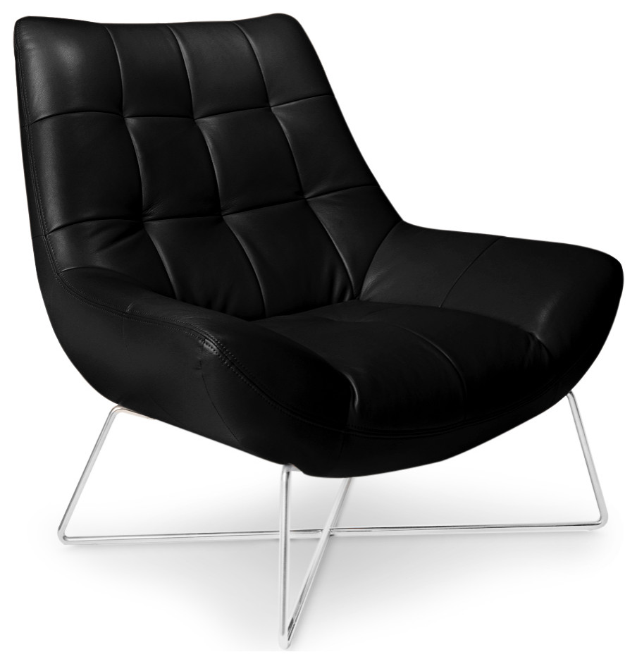 Medici Tufted Leather Modern Accent Chair   Black   Contemporary   Armchairs And Accent Chairs   by Zuri Furniture  Houzz