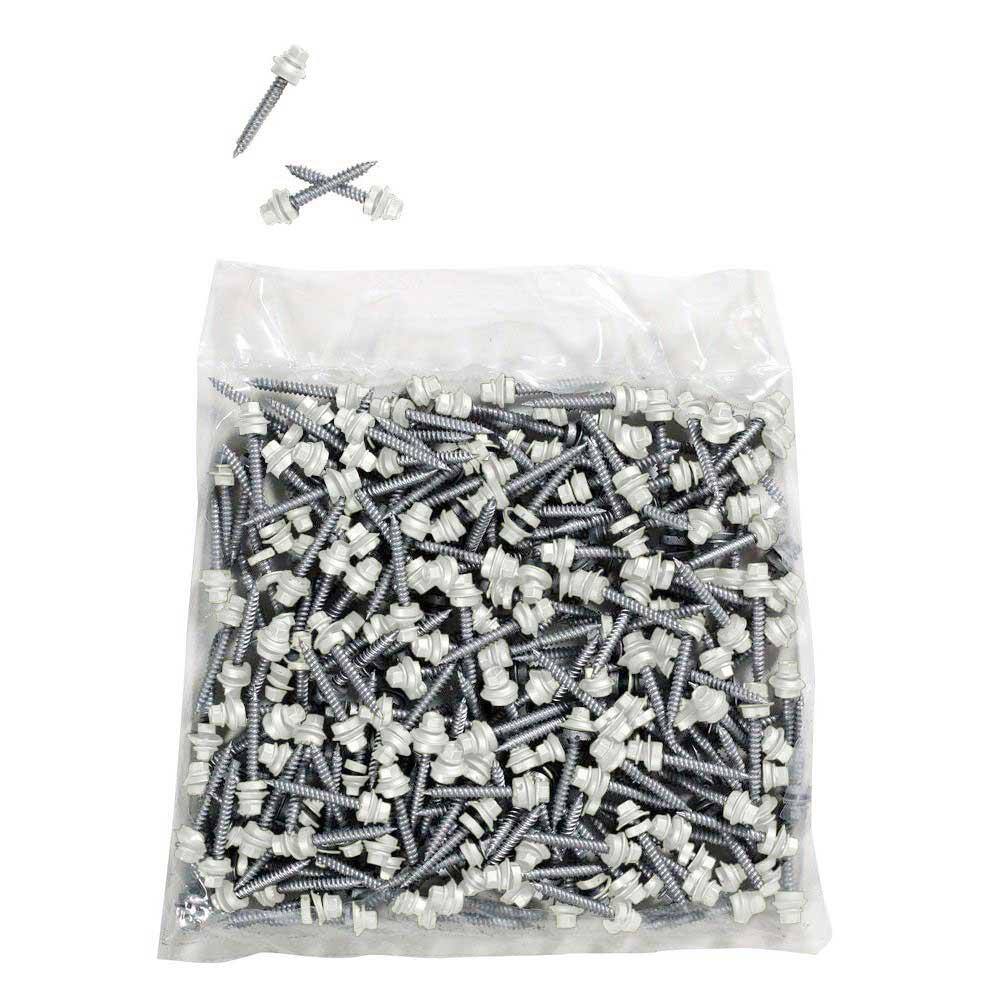 Gibraltar Building Products 1-12 in. Wood Screw #10 Galvanized Hex-Head Roof Accessory in White (250-PieceBag) 987682