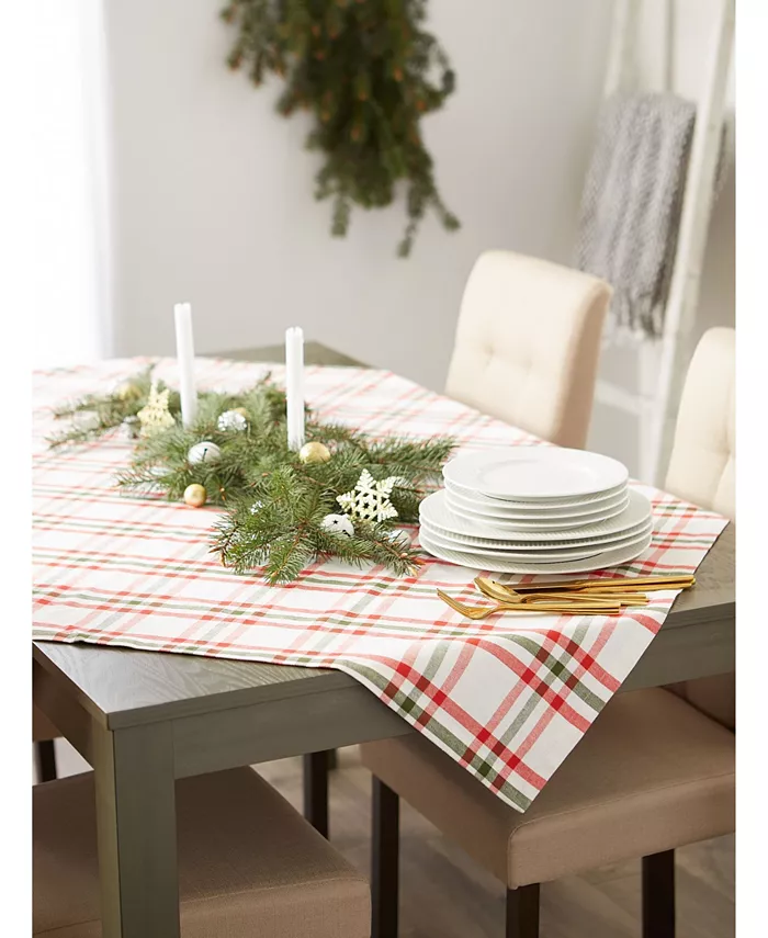 Design Imports Kitchen and Table Top Jolly Tree Collection Tablecloth Nutcracker Plaid 60 x 120