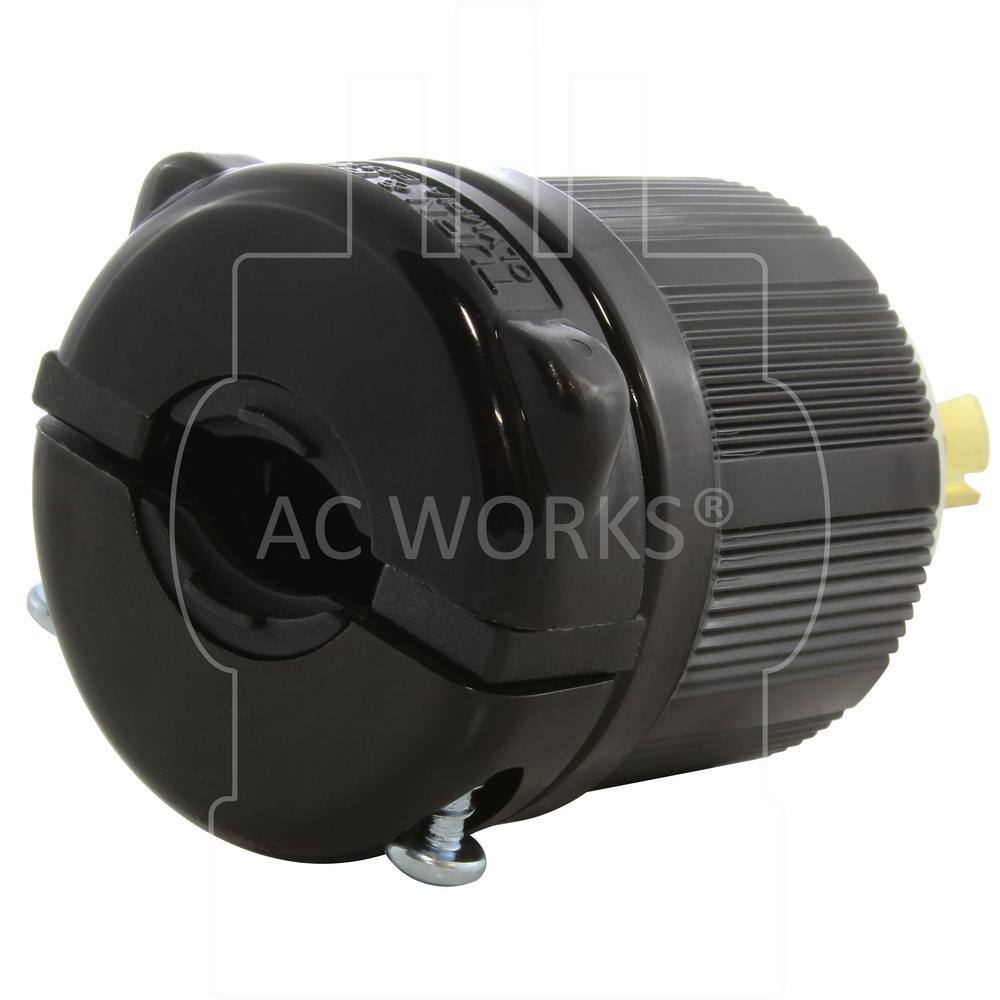 AC WORKS NEMA L7-30P 30 Amp 277-Volt 3-Prong Locking Male Plug with UL C-UL Approval ASL730P-BK