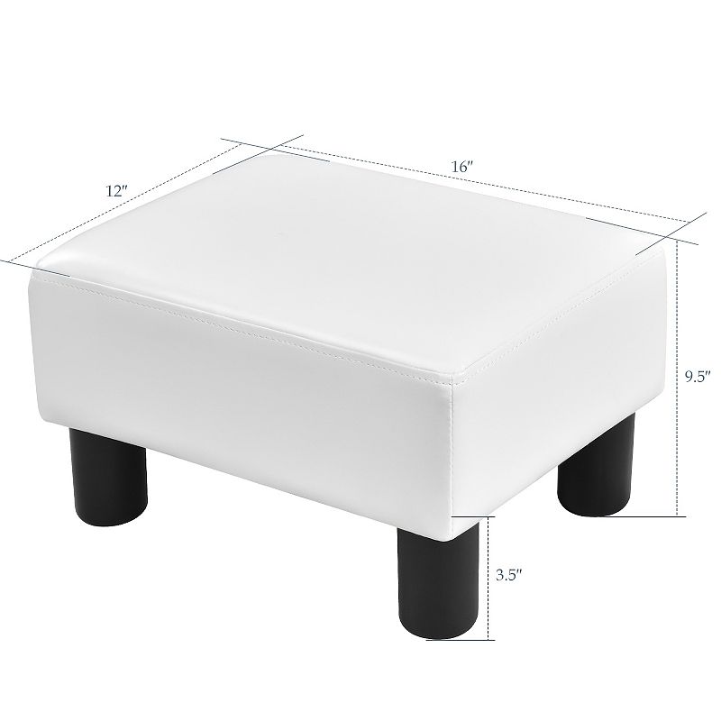 Small PU Leather Rectangular Seat Ottoman Footstool