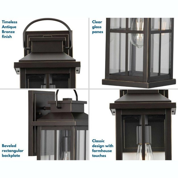 Progress Lighting Williamston 1 light Antique Bronze Farmhouse Outdoor Large Wall Lantern With Clear Glass Shade