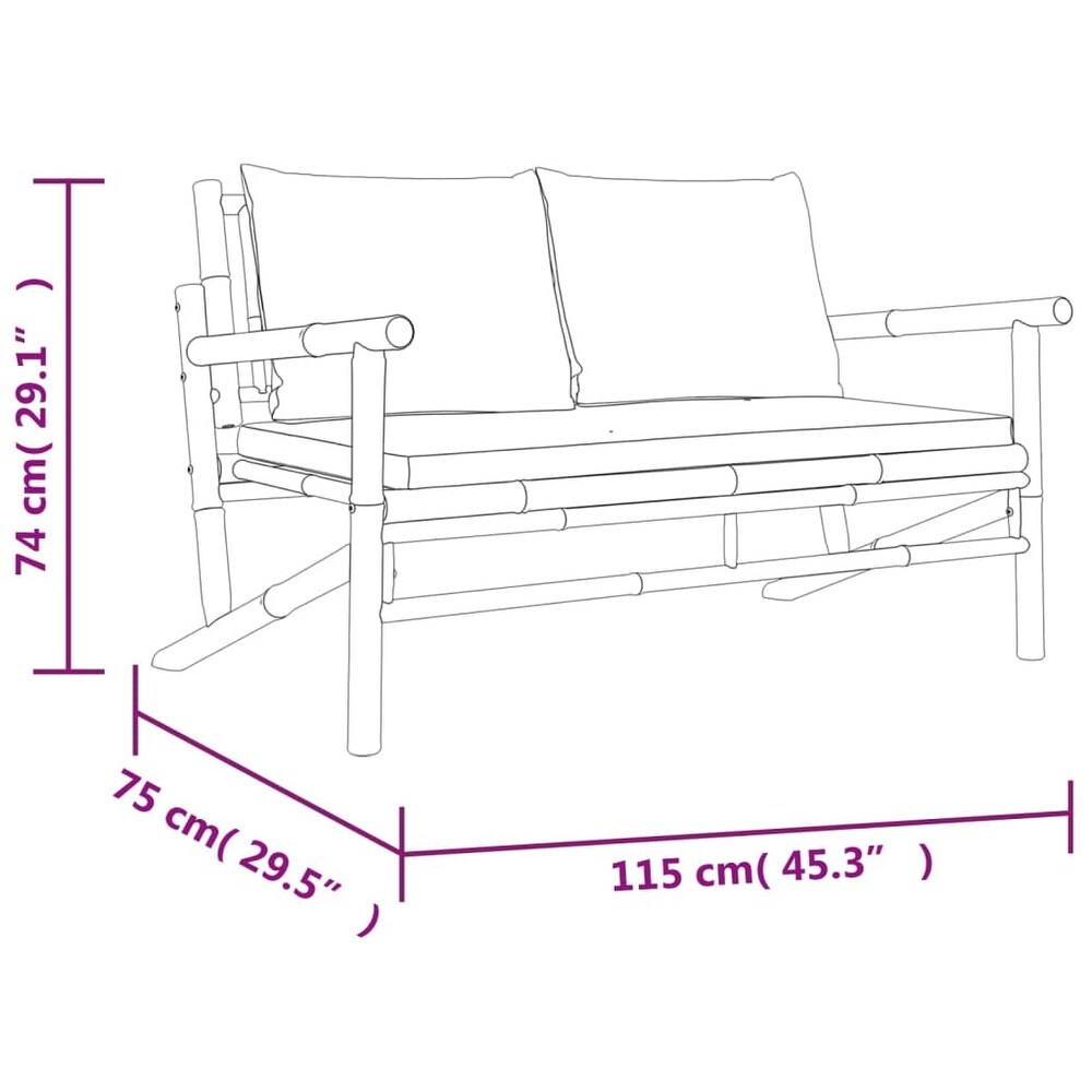 vidaXL 3/4/5 Piece Patio Lounge Set with Dark Gray Cushions Bamboo   35.4\