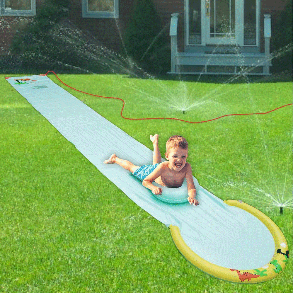 Hoovy Super Giant Water Slip and Slide 192" x 29" with Built in Body Board and Hose Attachment