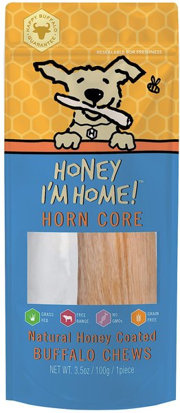 Honey I'm Home! Horn Core Natural Honey Coated Buffalo Chews Grain-Free Dog Treats