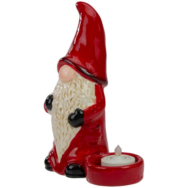 Red And Black Gnome Tea Light Christmas Candle Holder