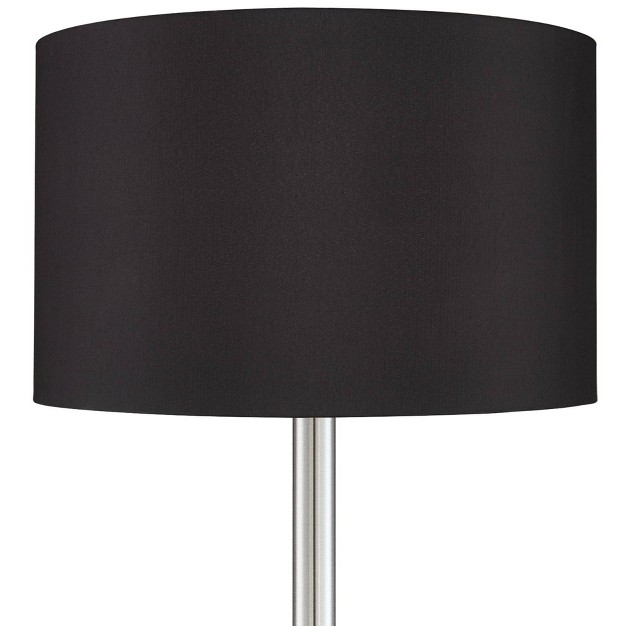 Tall Floor Lamp Brushed Nickel Metal Light Blaster Led Black Drum Shade For Living Room Bedroom