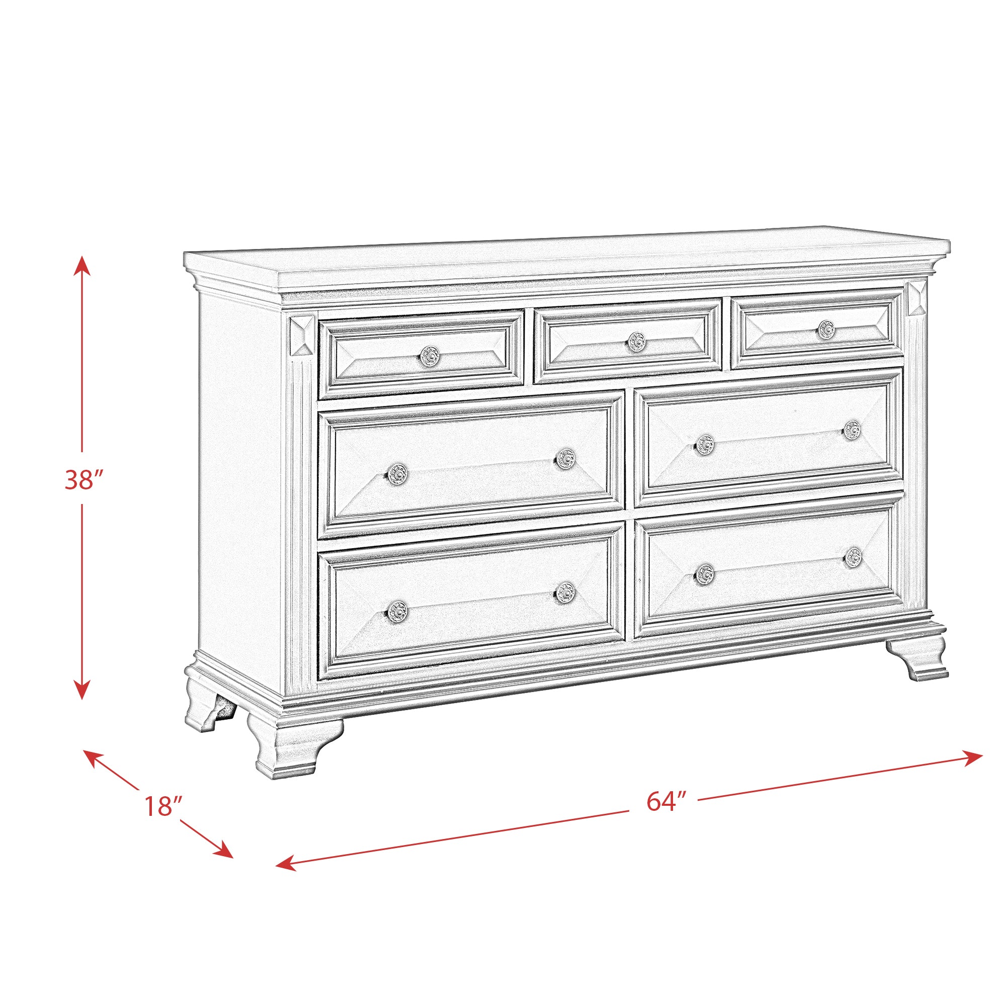 Picket House Furnishings Trent 7-Drawer Dresser in Antique Black