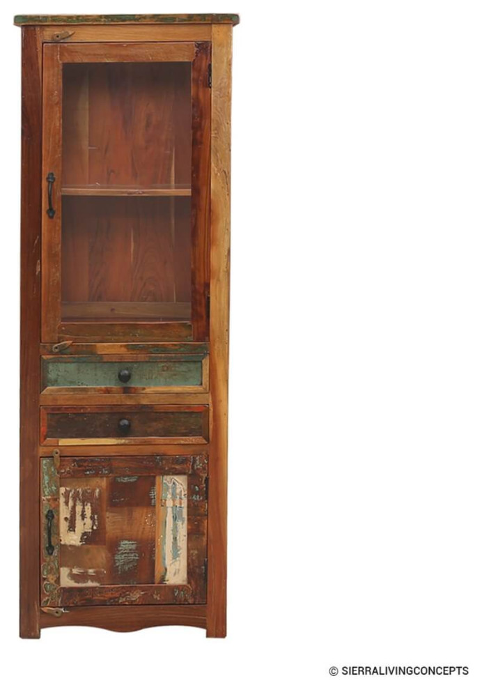 Rustic Reclaimed Wood 2 Drawer Bookcase   Farmhouse   Bookcases   by Sierra Living Concepts Inc  Houzz