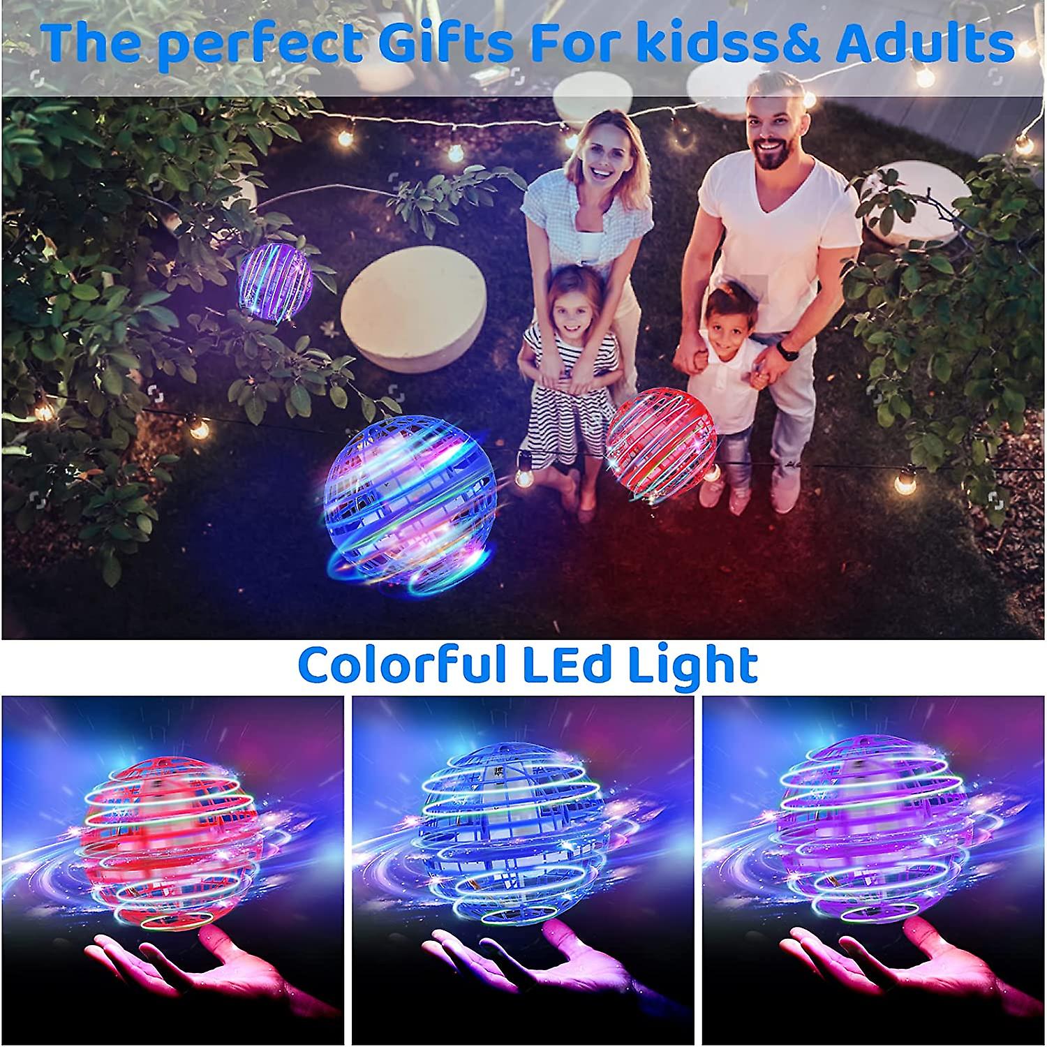 Flying Ball Toys， Magic Flying Orb Hover Ball， Hand Controlled Mini Drone， Flying Spinner Toy With 360rotating Led Lights For Kids Adults Indoor Outdo