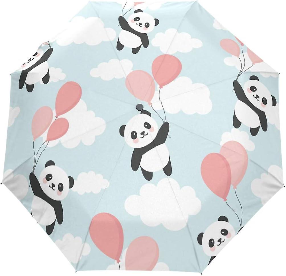 Travel Umbrella Automatic Windproof Foldable Umbrella Panda Flying With Ballon Cloud