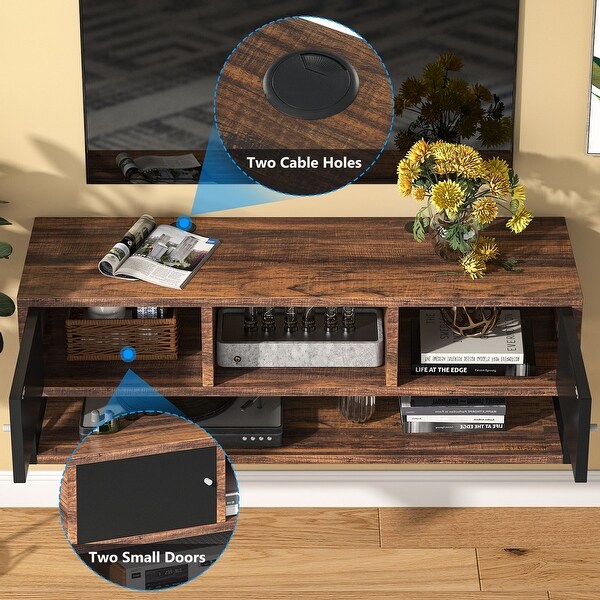 Floating TV Stand with Cable Management and 2 Door Storage Cabinet， 40 Inch Wall Mounted TV Shelf - n/a