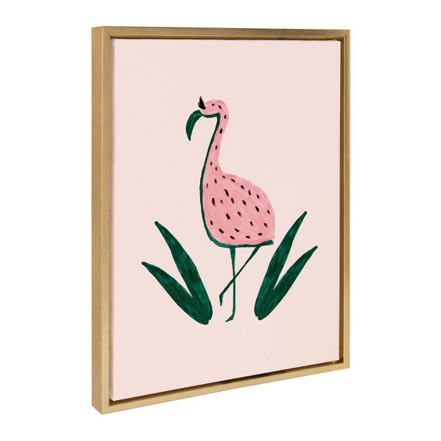 X 24 quot Sylvie Flamingo Watermelon Framed Canvas By Kendra Dandy Gold Designovation