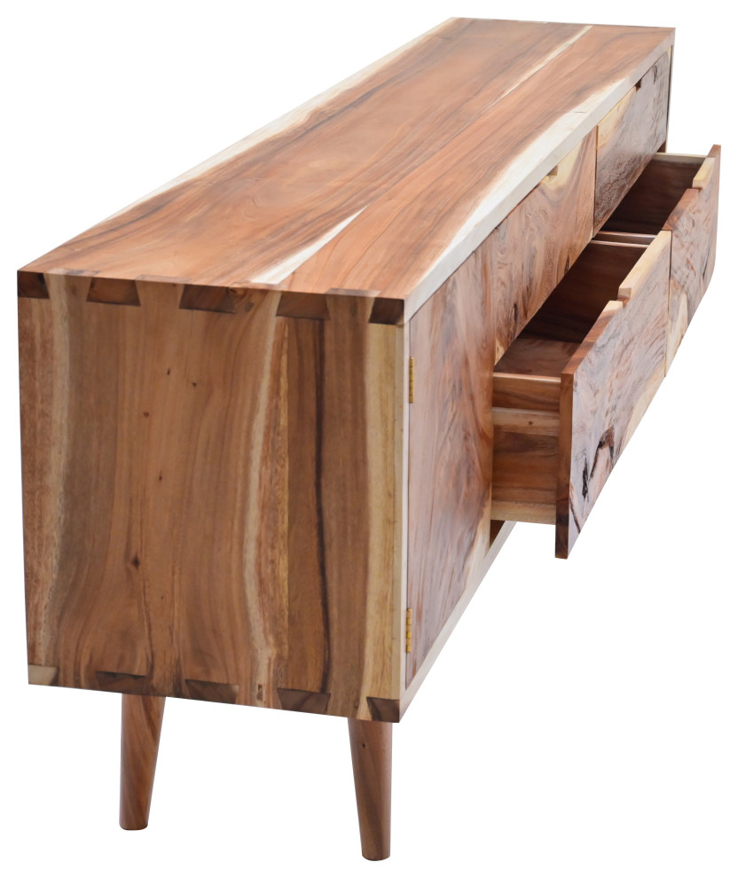 Condesa Suar Live Edge Dresser/Chest With 1 Door/4 Drawers   Midcentury   Entertainment Centers And Tv Stands   by Chic Teak  Houzz