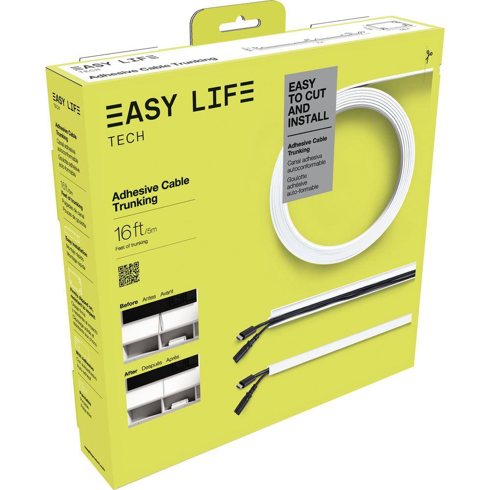 EasyLife Tech 16 ft. Cable Raceway Roll to Conceal Wires - White - 58 in. x 38 in. x 192 in. Roll 71502A-EL