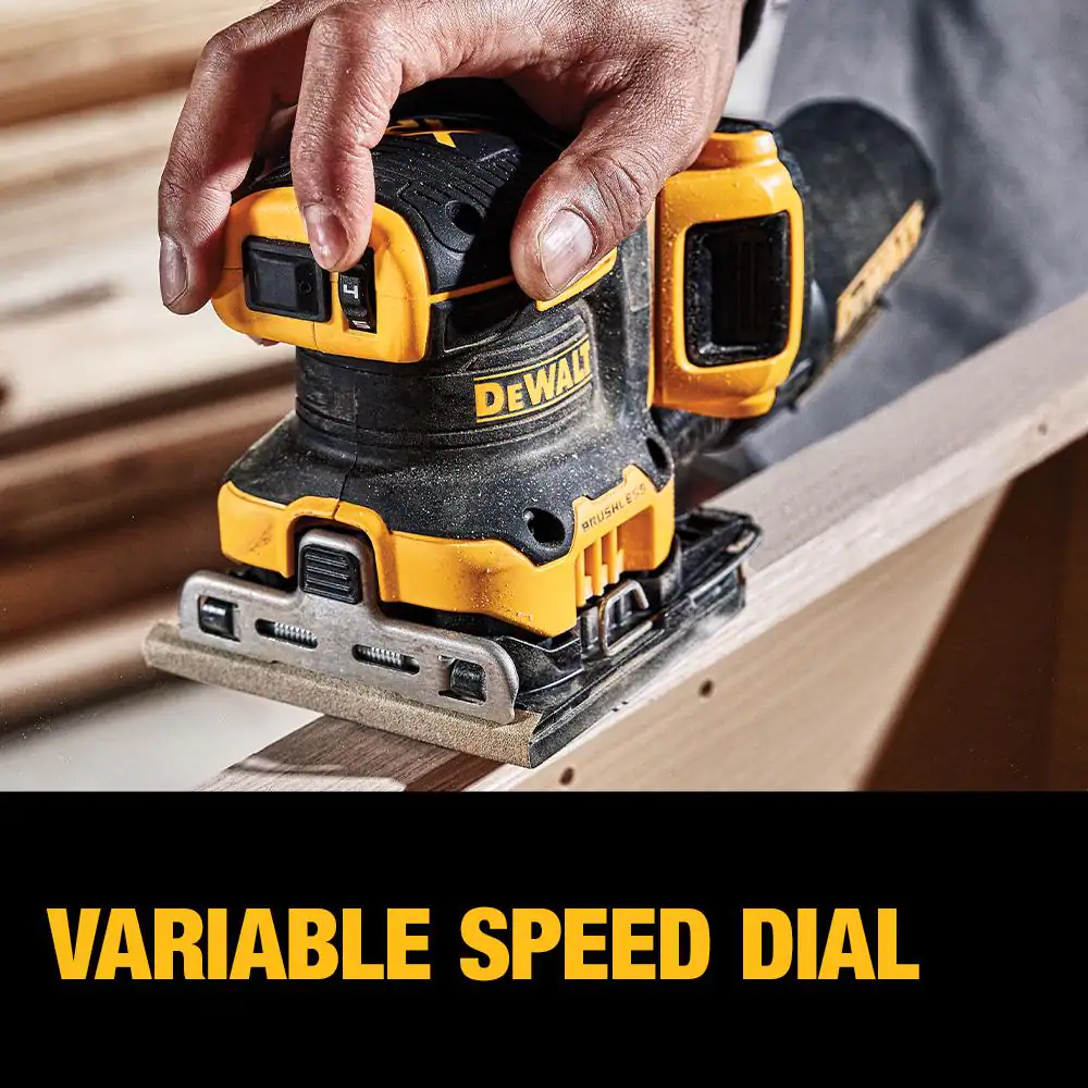 DEWALT DCW200D1 20-Volt MAX XR Cordless Brushless 1/4 Sheet Variable Speed Sander with (1) 20-Volt Battery 2.0Ah and Charger