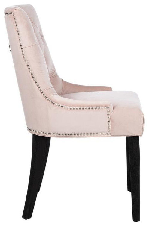 Spruce 19  x27 x27Tufted Ring Chair  Set of 2  Blush Pink/Espresso   Traditional   Dining Chairs   by Rustic Home Furniture Deco  Houzz