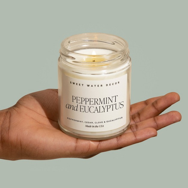 Sweet Water Decor Peppermint amp Eucalyptus 9oz Clear Jar Soy Candle