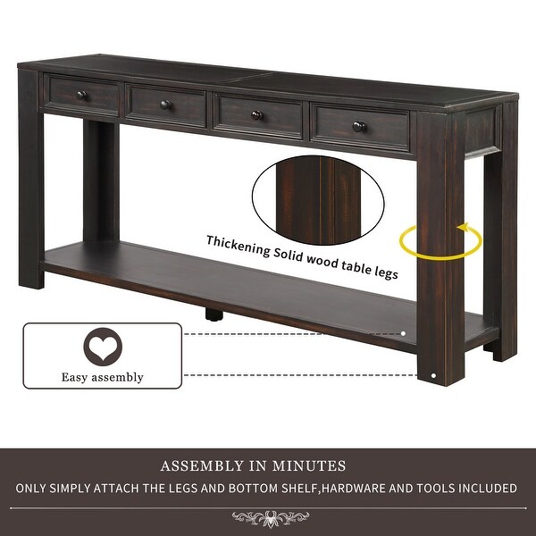 Console Table for Entryway Sofa Table with Drawers and Bottom Shelf