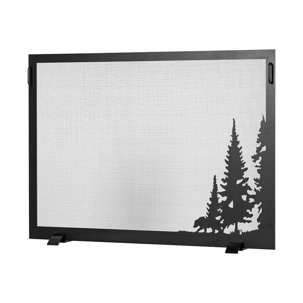 Design Specialties Northwoods Black Steel Fireplace Screen 43 X 32