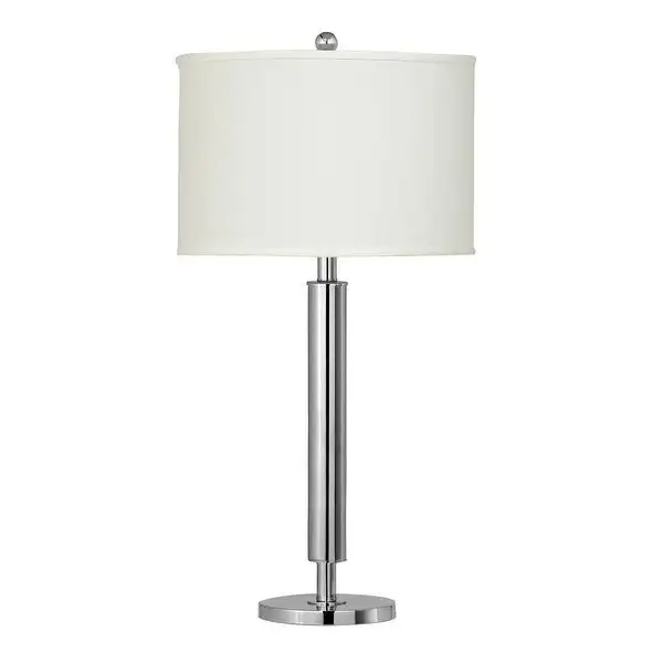 Metal Table Lamp with Tubular Support and Push Through Switch， Silver