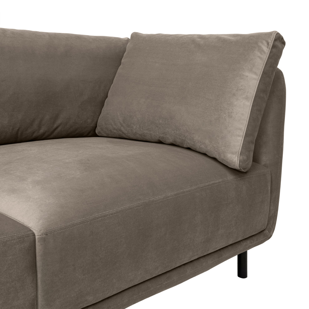 Serenity 79 quotFossil Gray Velvet Sofa with Black Metal Legs   Transitional   Sofas   by Armen Living  Houzz