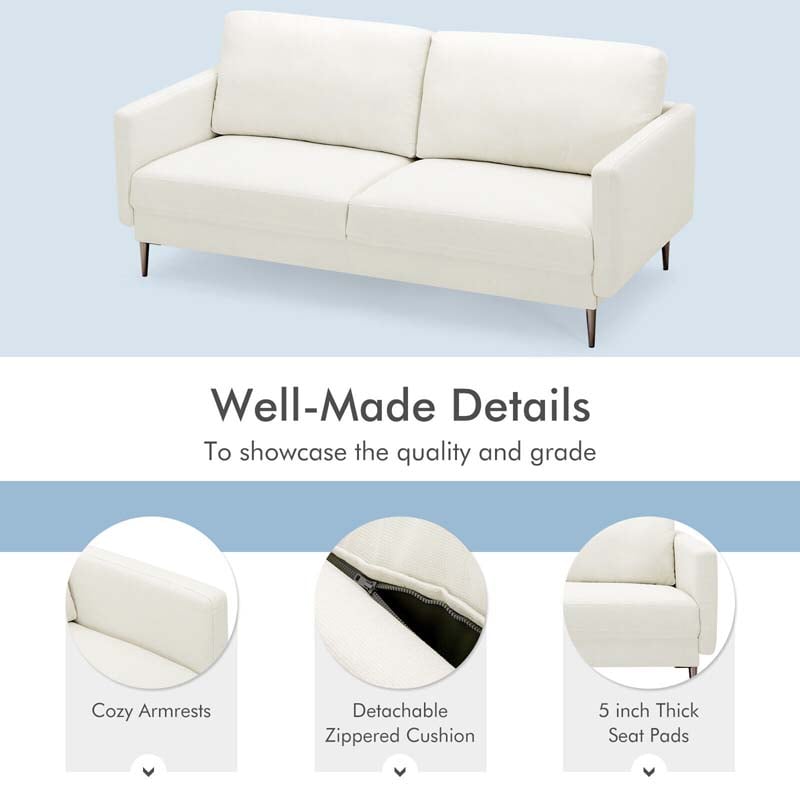 Modern Loveseat CertiPUR-US Certified 2-Seat Sofa Couch with Comfy Backrest Cushion & Solid Metal Legs