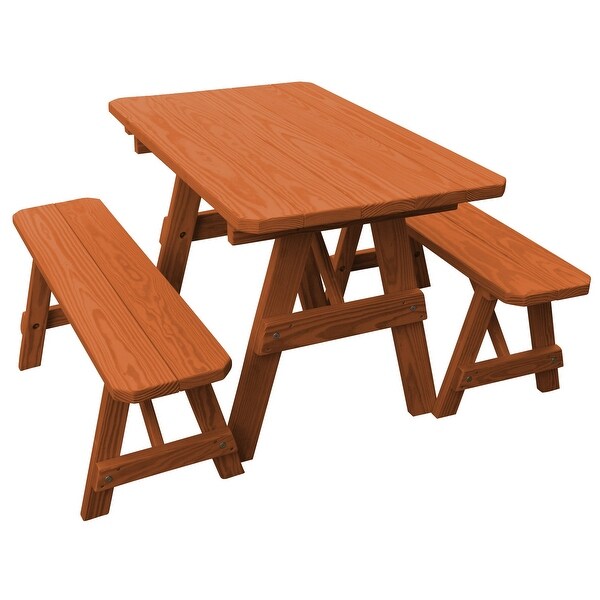 Pine 4' Traditional Picnic Table with 2 Benches