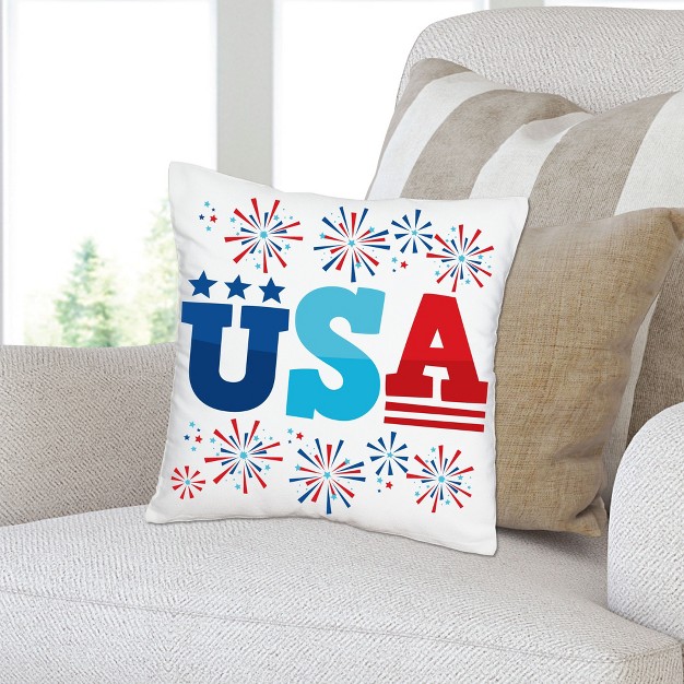 Big Dot Of Happiness Firecracker 4th Of July Party Home Decorative Canvas Cushion Case Throw Pillow Cover 16 X 16 In