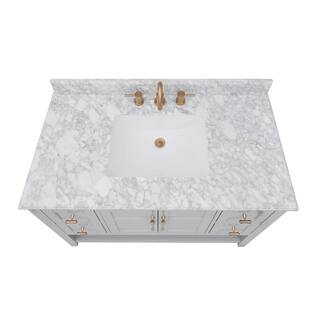 Home Decorators Collection Sturgess Open Shelf 43 in. W x 22. D x 35. H Vanity in Dove Grey with White Marble Vanity Top 19111S-VS43C-DG