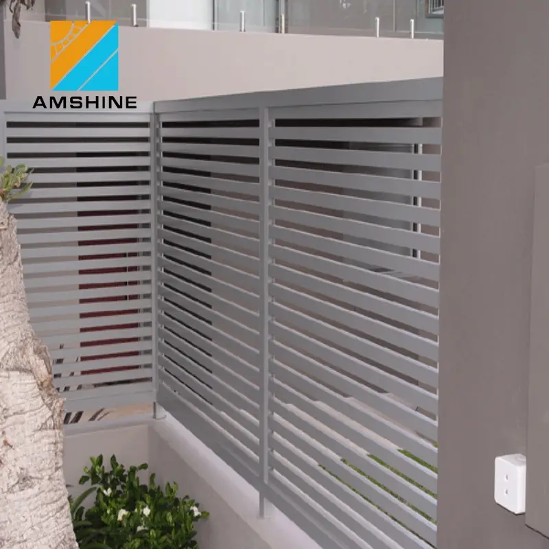 Factory supply modern design horizontal powder coating dark grey aluminum slat fence cost