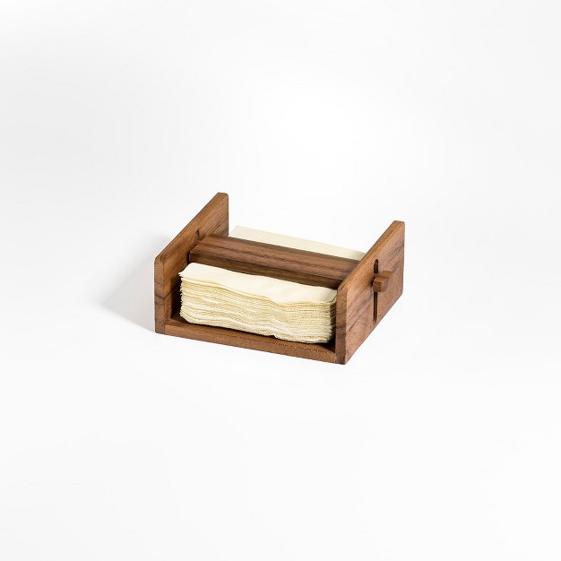 Kalmar Home Solid Acacia Wood Cocktail Napkin Holder