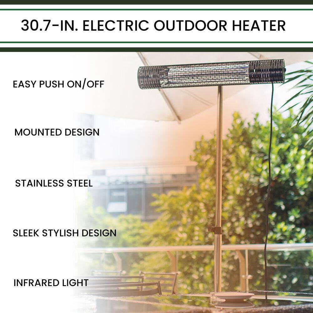 Hanover 30.7 in. 1500-Watt Infrared Electric Patio Heater with Remote Control in Silver HAN1031IC-SLV