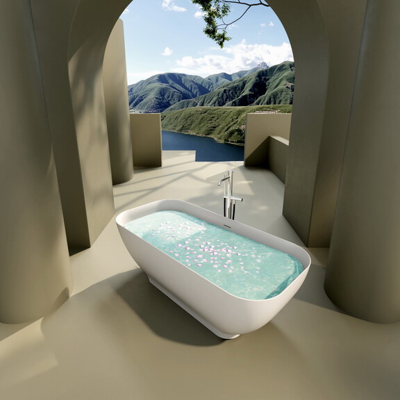 Luxury Solid Surface Freestanding Soaking Bathtub ...