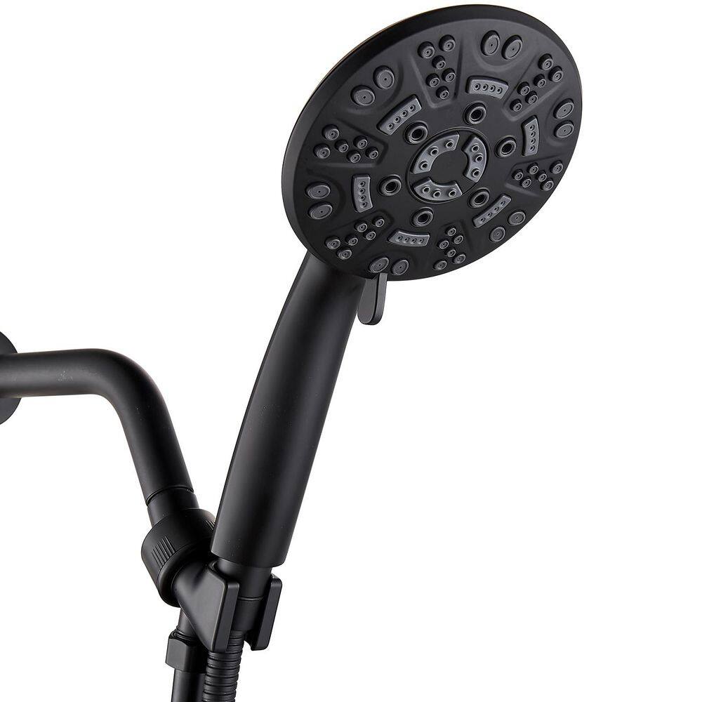 Heemli 8-Spray Patterns 4.3 in. Wall Mount Handheld Shower Head in Matte Black KDP0301B