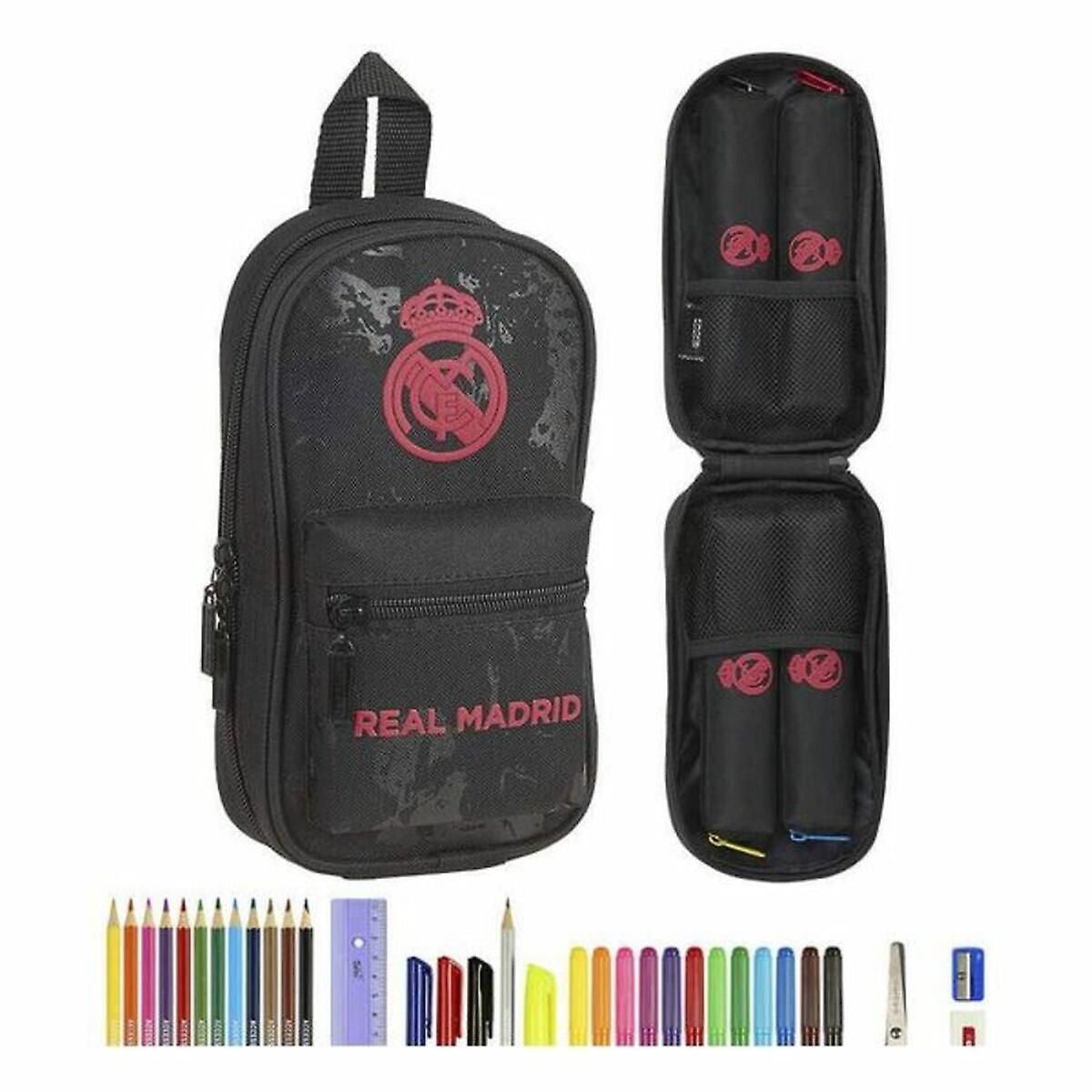 Backpack pencil case real madrid c.f. black (33 pieces) red motif