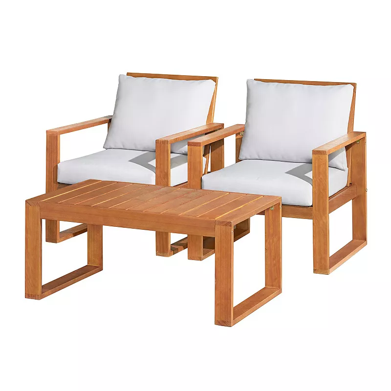 Alaterre Furniture Grafton Conversation Patio Chair and Coffee Table 3-piece Set